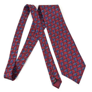 Vintage Christian Dior Monsieur Geometric Red AOP Diamond Die 100% Silk 90s